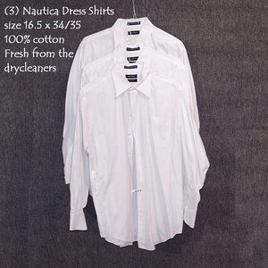 Three (3) Nautica Shirts 16.5 x 34/35 - Drycleaned